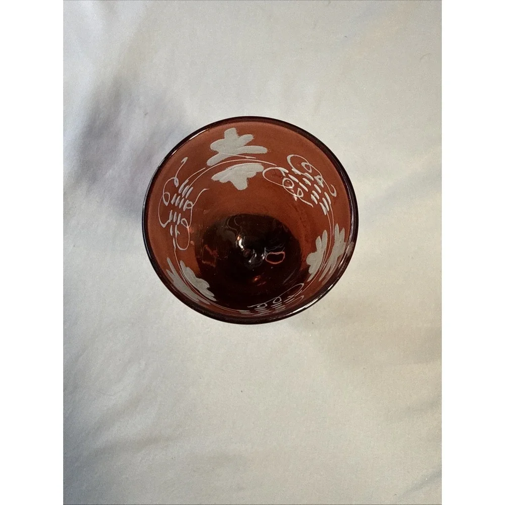 Vintage Bohemian Ruby Red Cut to Clear Cordial Glass / Aperitif Goblet